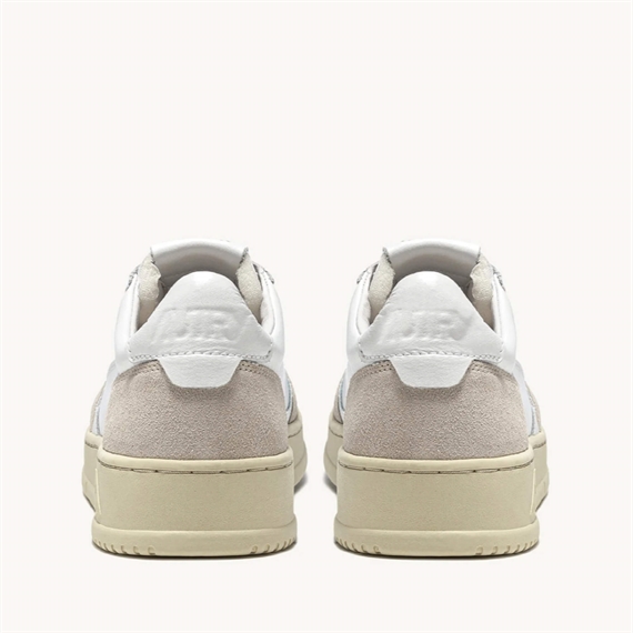 Autry Medalist Low Sneakers, White Leather & Beige Suede 